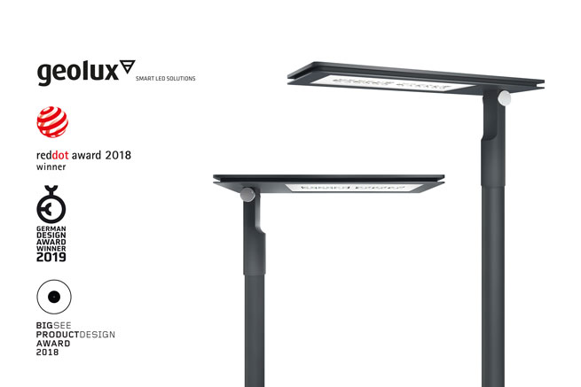 Geolux Plain LED streetlight with LEDiL STRADA-IP-2X6-DWC LED optics