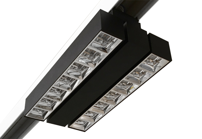 Triton retail lighting luminaire with LEDiL DAISY-7X1-ZT25 Dark Light optics